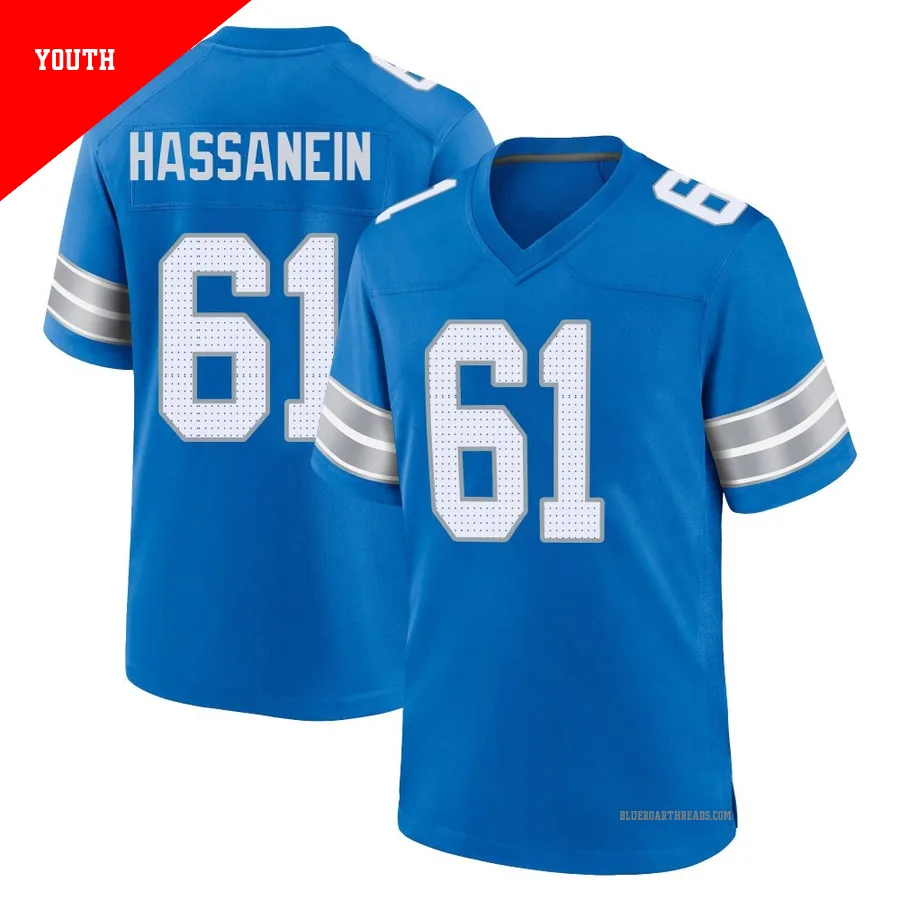 Youth Ahmed Hassanein ＃61 Detroit Lions Blue Game 2nd Jersey