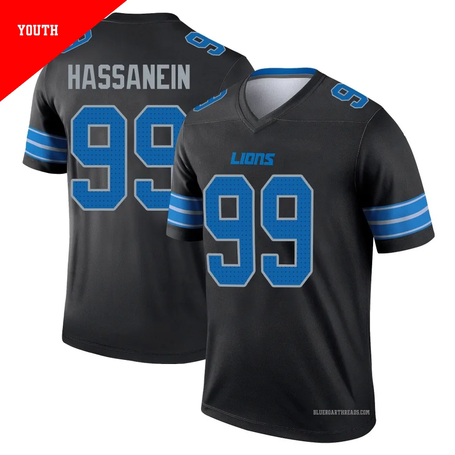 Youth Ahmed Hassanein ＃99 Detroit Lions Black Legend Jersey