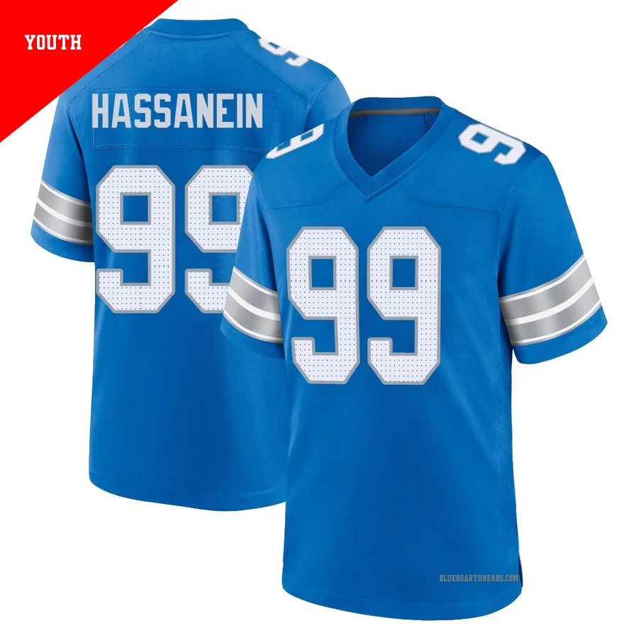 Youth Ahmed Hassanein ＃99 Detroit Lions Blue Game 2nd Jersey