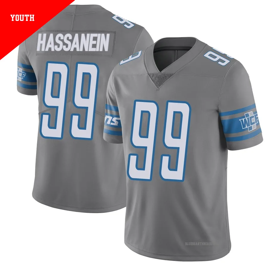 Youth Ahmed Hassanein ＃99 Detroit Lions Limited Color Rush Steel Vapor Untouchable Jersey
