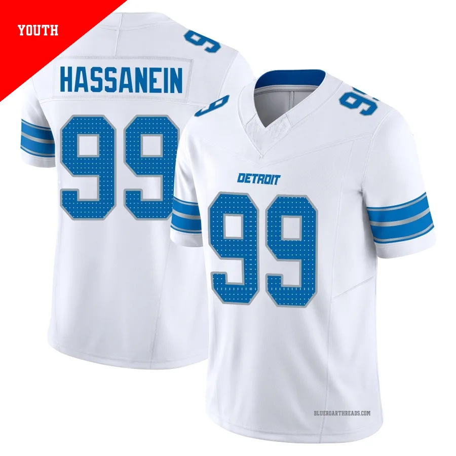 Youth Ahmed Hassanein ＃99 Detroit Lions White Limited Vapor F.U.S.E. 2nd Jersey