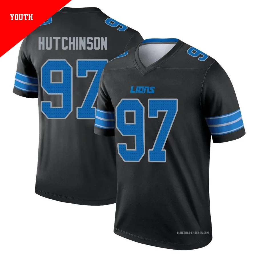 Youth Aidan Hutchinson ＃97 Detroit Lions Black Legend Jersey