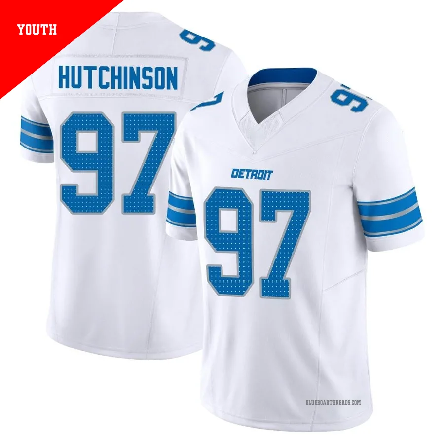 Youth Aidan Hutchinson ＃97 Detroit Lions White Limited Vapor F.U.S.E. 2nd Jersey