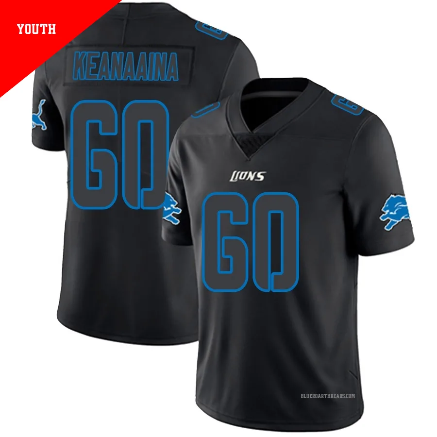 Youth Aidan Keanaaina ＃60 Detroit Lions Black Impact Limited Jersey