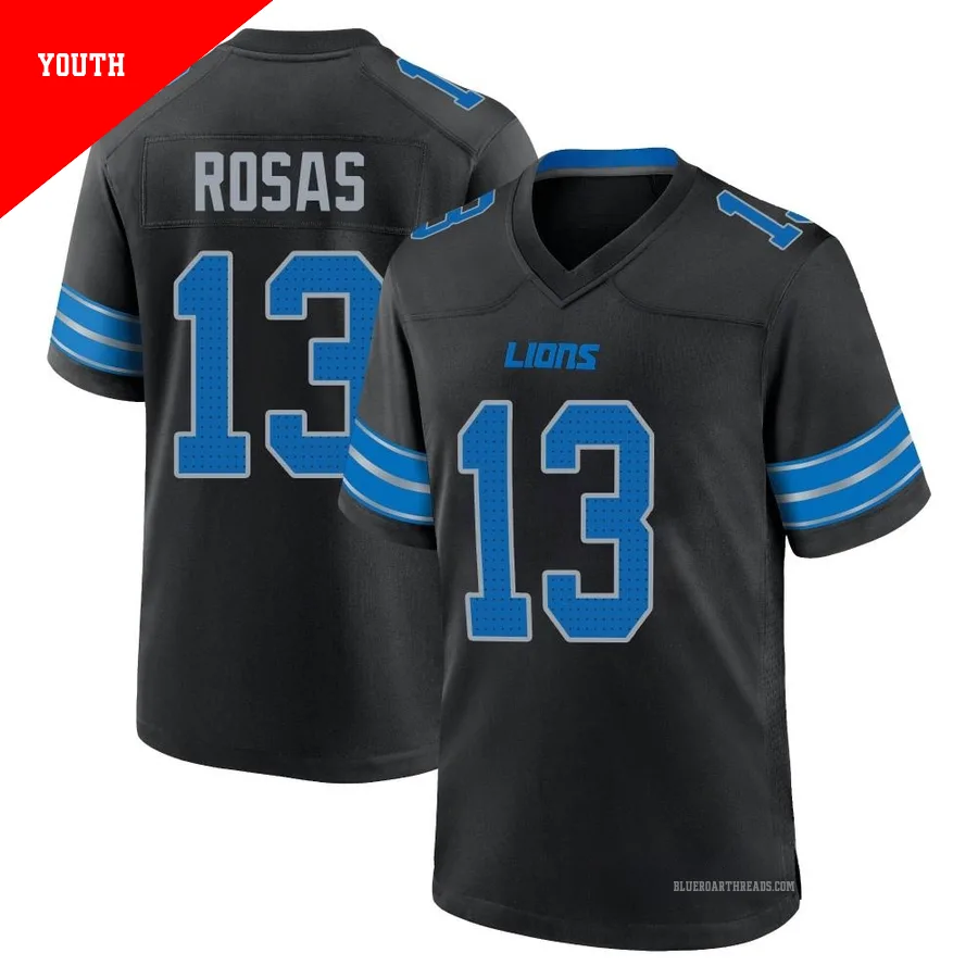 Youth Aldrick Rosas ＃13 Detroit Lions Black Game Alternate 2nd Jersey