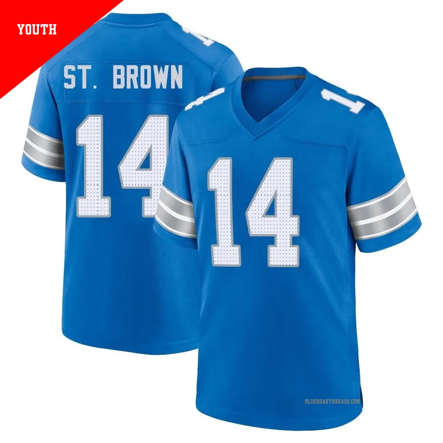Youth Amon-Ra St. Brown ＃14 Detroit Lions Blue Game 2nd Jersey