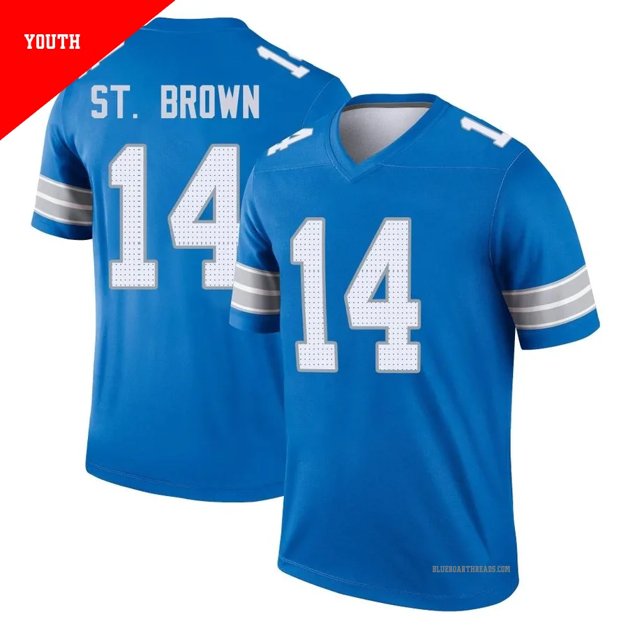 Youth Amon-Ra St. Brown ＃14 Detroit Lions Blue Legend 2nd Jersey