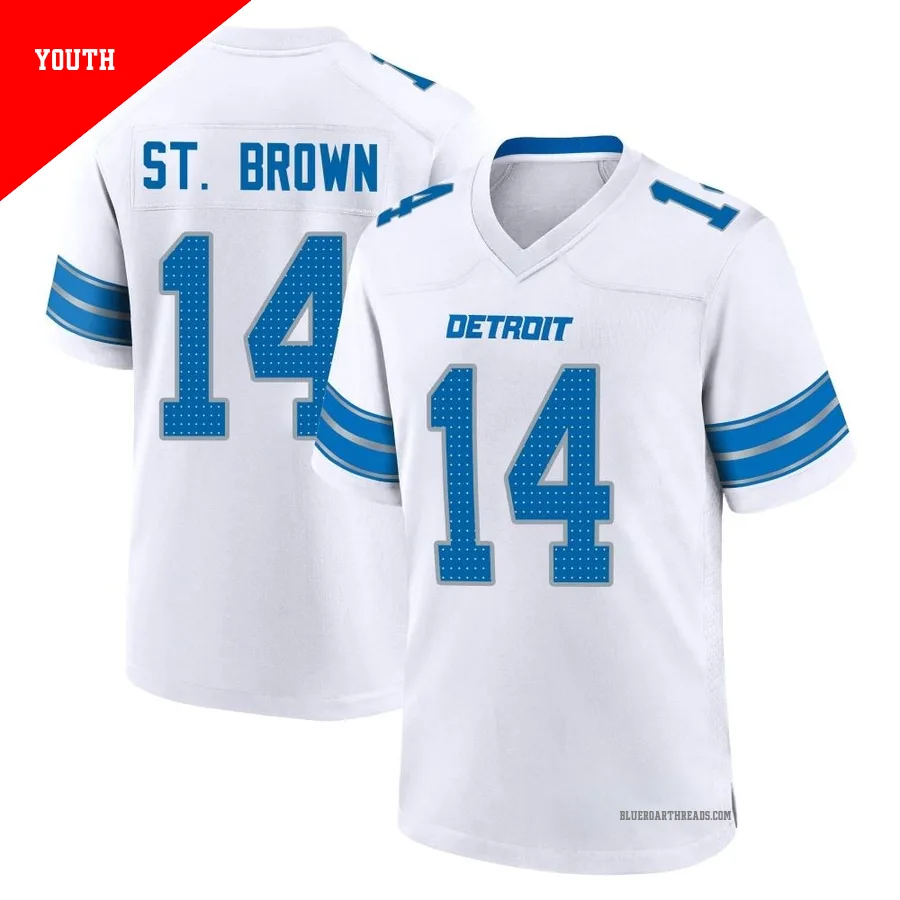 Youth Amon-Ra St. Brown ＃14 Detroit Lions White Game 2nd Jersey