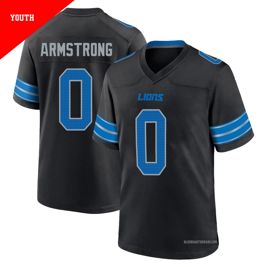 Youth Andrew Armstrong ＃0 Detroit Lions Black Game Alternate 2nd Jersey