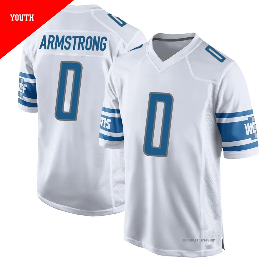 Youth Andrew Armstrong ＃0 Detroit Lions White Game Jersey
