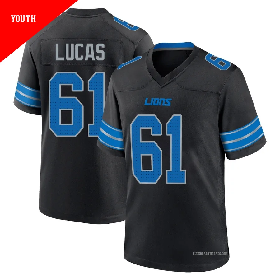 Youth Anthony Lucas ＃61 Detroit Lions Black Game Alternate 2nd Jersey