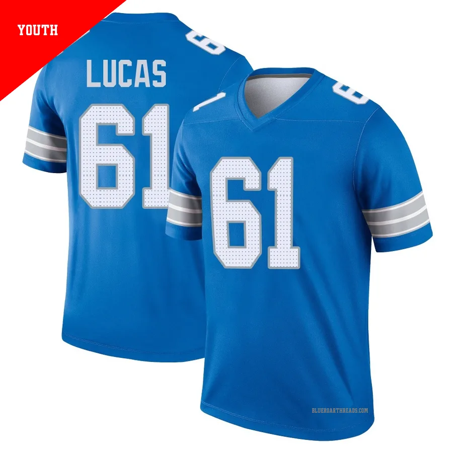 Youth Anthony Lucas ＃61 Detroit Lions Blue Legend 2nd Jersey