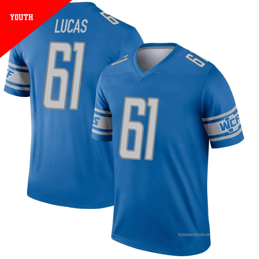 Youth Anthony Lucas ＃61 Detroit Lions Blue Legend Jersey