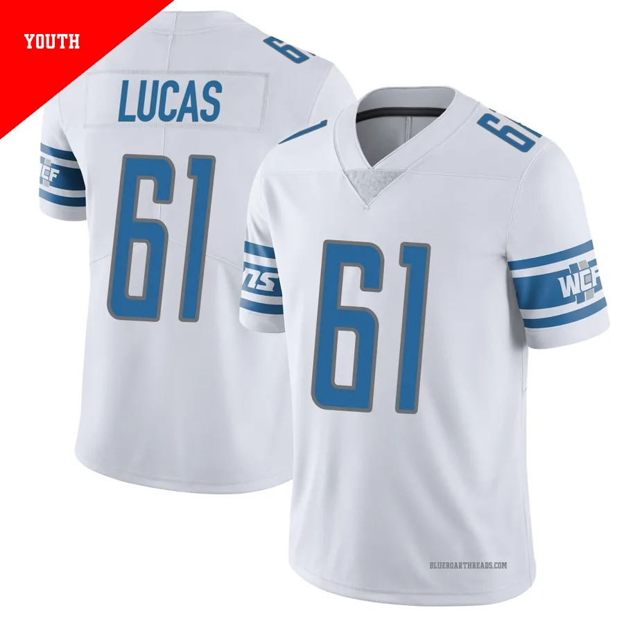 Youth Anthony Lucas ＃61 Detroit Lions White Limited Vapor Untouchable Jersey