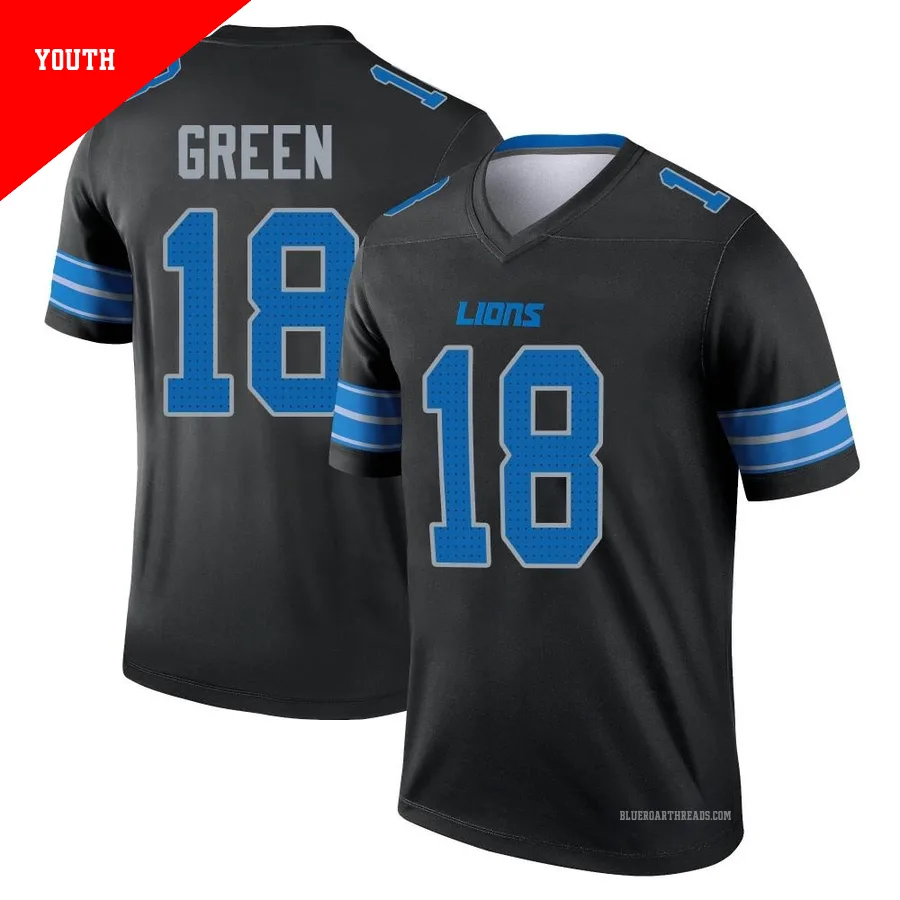 Youth Antoine Green ＃18 Detroit Lions Black Legend Jersey