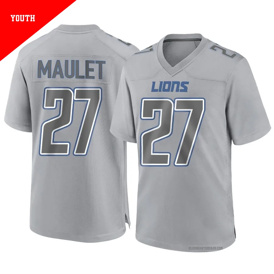 Youth Arthur Maulet ＃27 Detroit Lions Gray Game Atmosphere Fashion Jersey