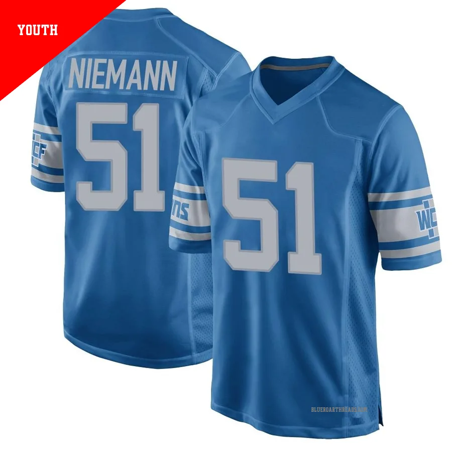 Youth Ben Niemann ＃51 Detroit Lions Blue Game Throwback Vapor Untouchable Jersey