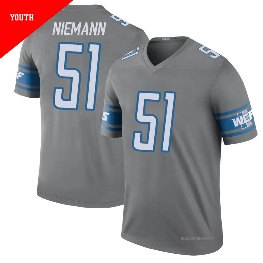 Youth Ben Niemann ＃51 Detroit Lions Legend Color Rush Steel Jersey