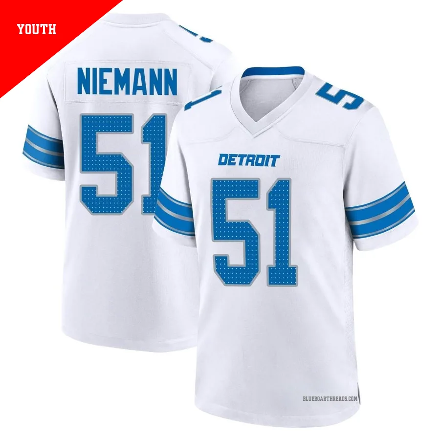 Youth Ben Niemann ＃51 Detroit Lions White Game 2nd Jersey