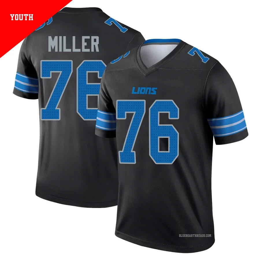 Youth Blake Miller ＃76 Detroit Lions Black Legend Jersey