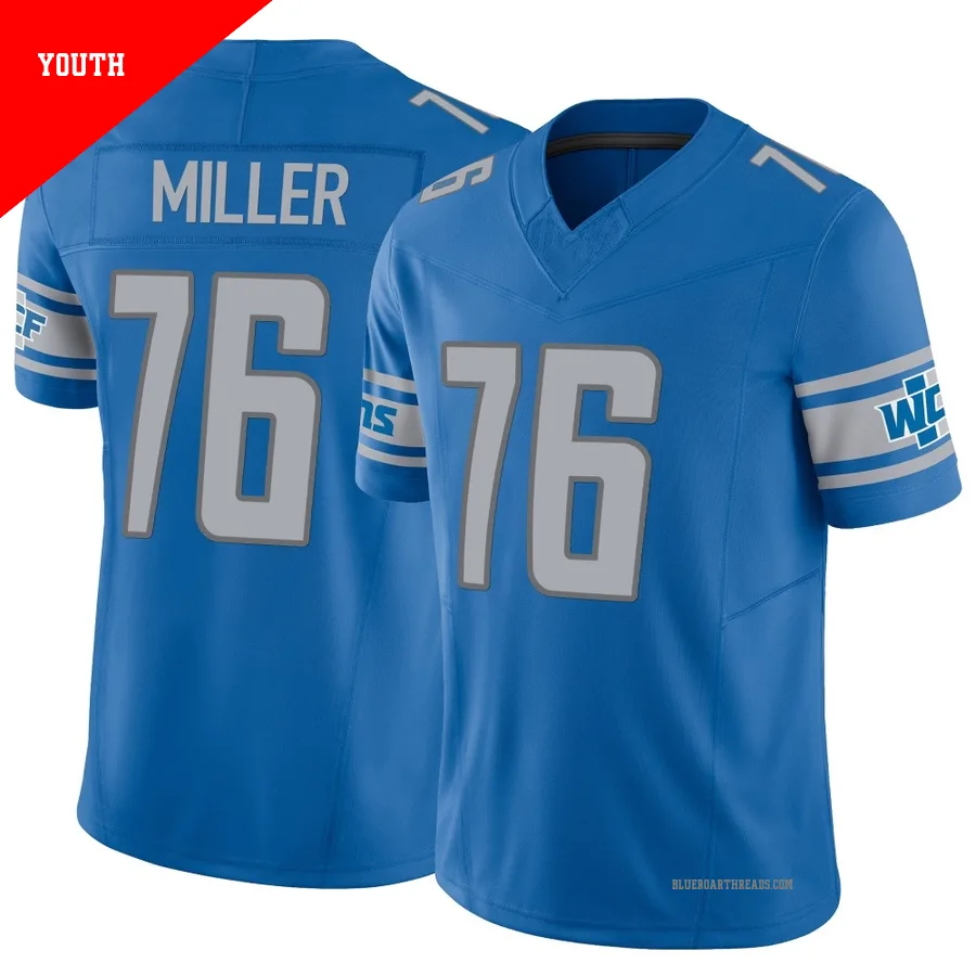 Youth Blake Miller ＃76 Detroit Lions Blue Limited Vapor F.U.S.E. Jersey