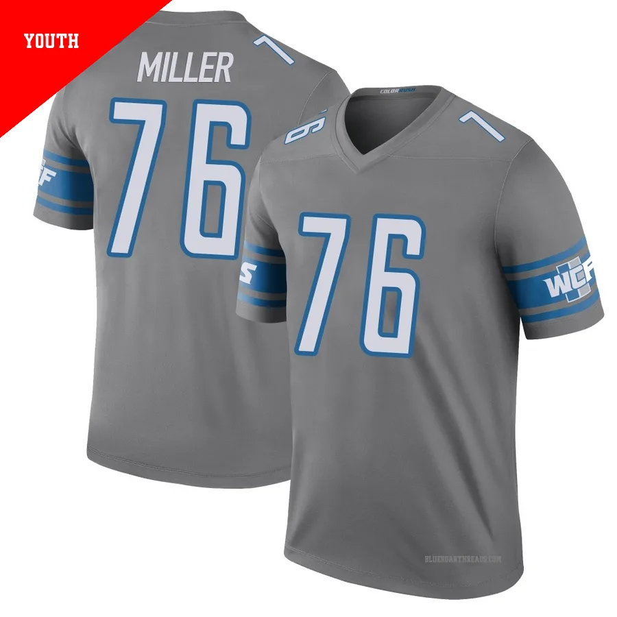 Youth Blake Miller ＃76 Detroit Lions Legend Color Rush Steel Jersey
