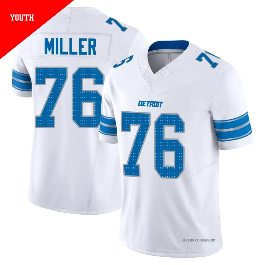 Youth Blake Miller ＃76 Detroit Lions White Limited Vapor F.U.S.E. 2nd Jersey
