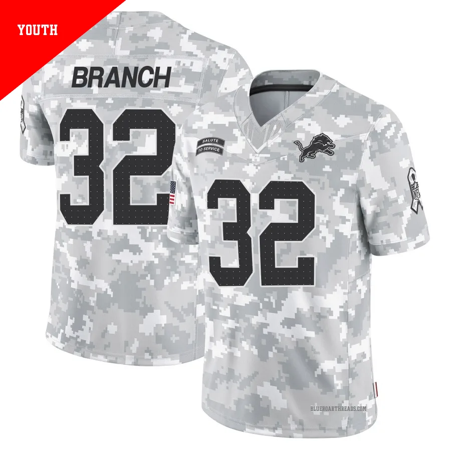 Youth Brian Branch ＃32 Detroit Lions Arctic Camo Limited 2024 Salute to Service Jersey