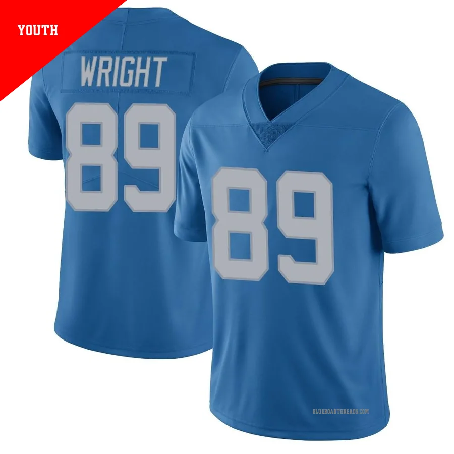 Youth Brock Wright ＃89 Detroit Lions Blue Limited Throwback Vapor Untouchable Jersey