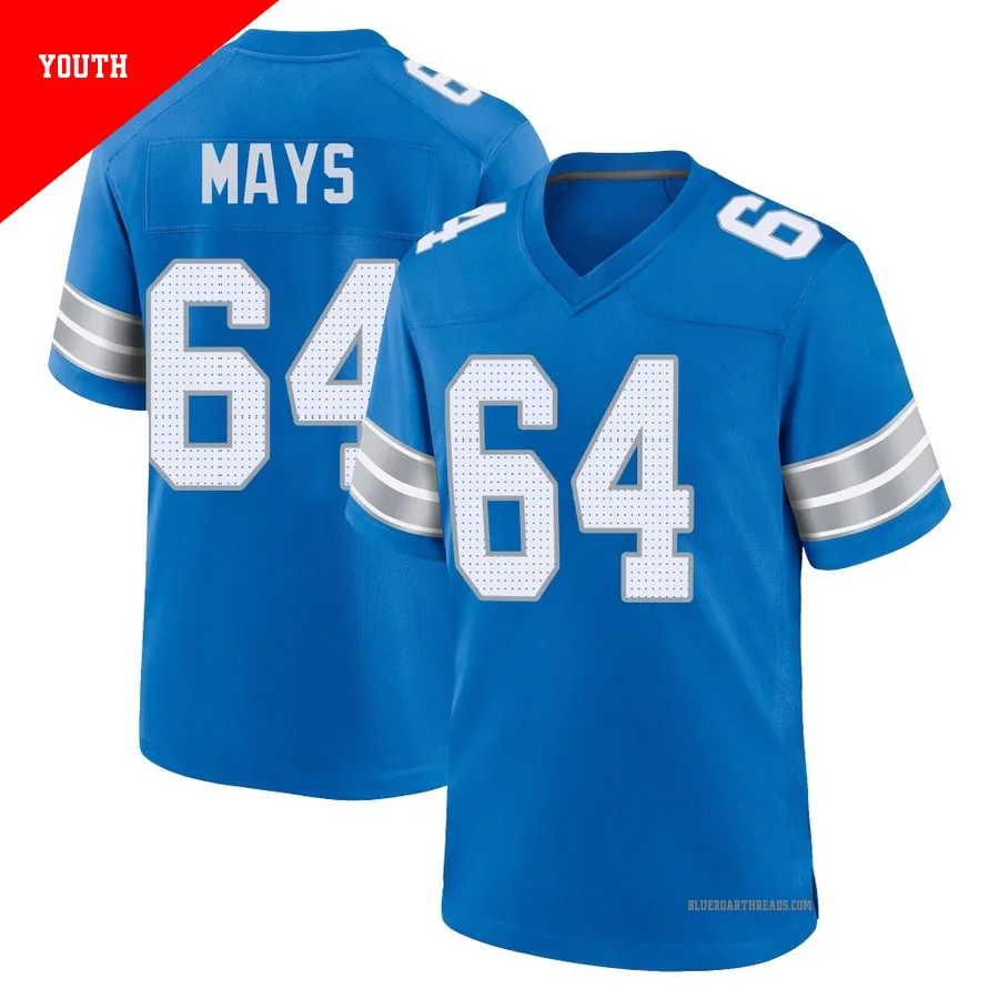 Youth Cade Mays ＃64 Detroit Lions Blue Game 2nd Jersey