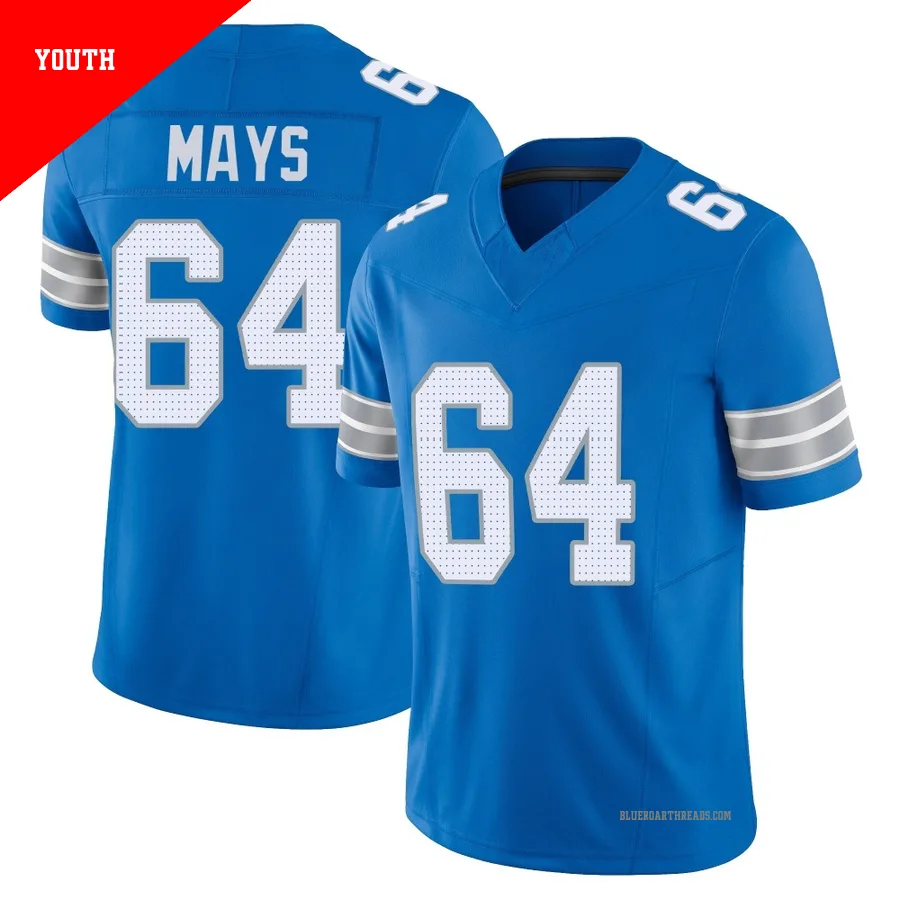 Youth Cade Mays ＃64 Detroit Lions Blue Limited Vapor F.U.S.E. 2nd Jersey