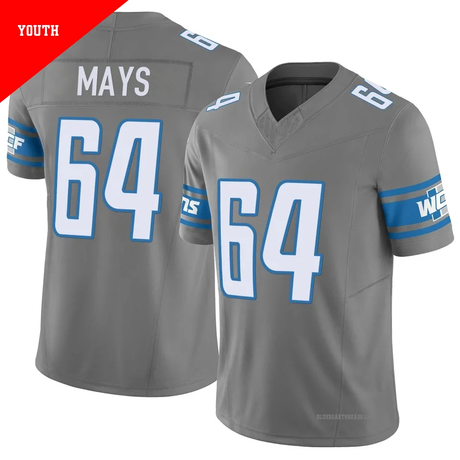 Youth Cade Mays ＃64 Detroit Lions Limited Silver Vapor F.U.S.E. Jersey