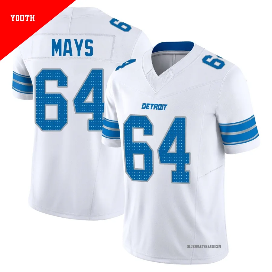 Youth Cade Mays ＃64 Detroit Lions White Limited Vapor F.U.S.E. 2nd Jersey