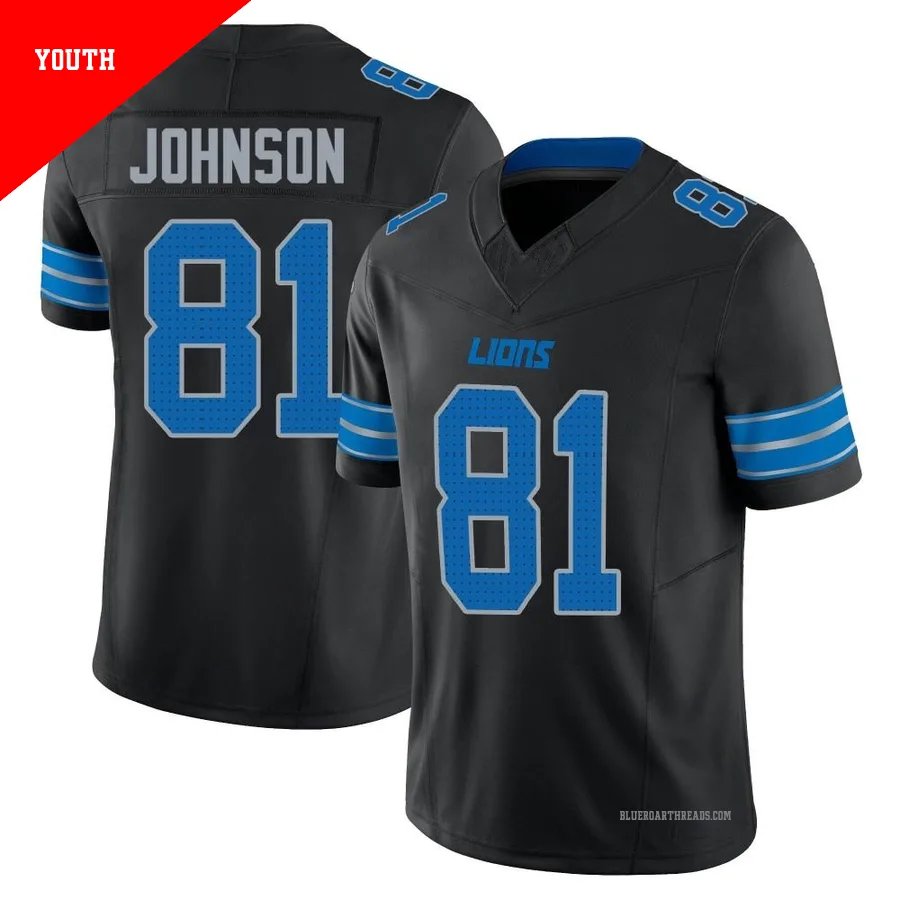 Youth Calvin Johnson ＃81 Detroit Lions Black Limited Alternate Vapor F.U.S.E. 2nd Jersey