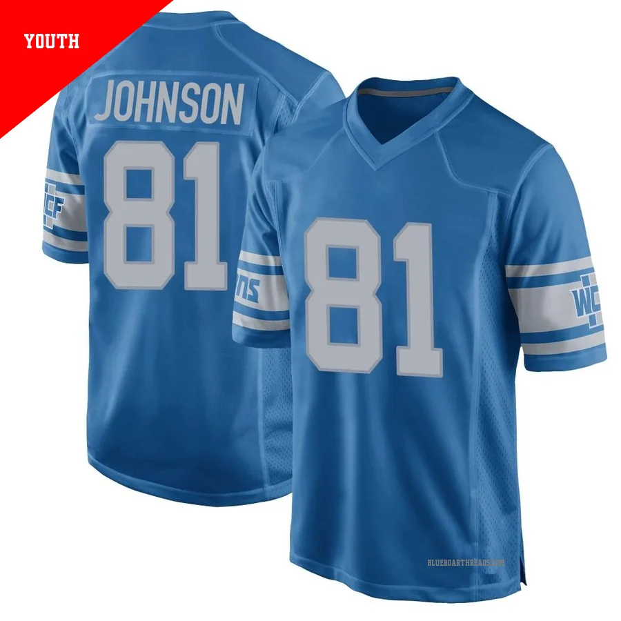 Youth Calvin Johnson ＃81 Detroit Lions Blue Game Throwback Vapor Untouchable Jersey