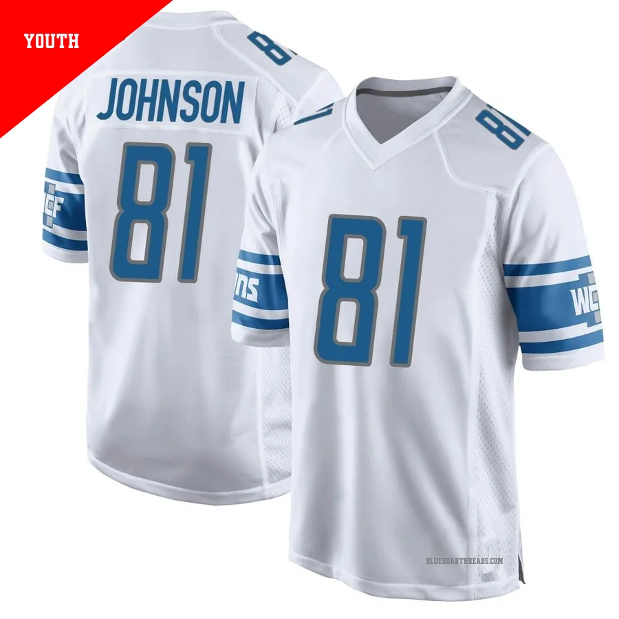 Youth Calvin Johnson ＃81 Detroit Lions White Game Jersey