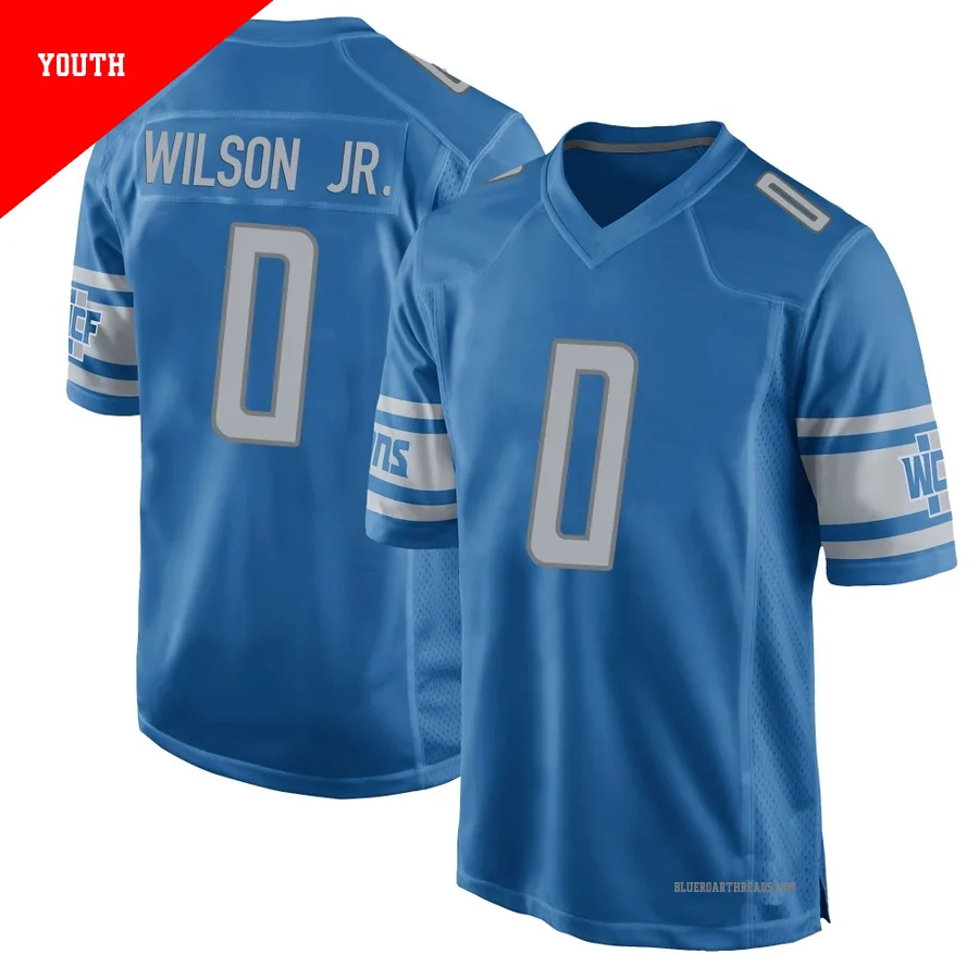 Youth Cedrick Wilson Jr. ＃0 Detroit Lions Blue Game Team Color Jersey