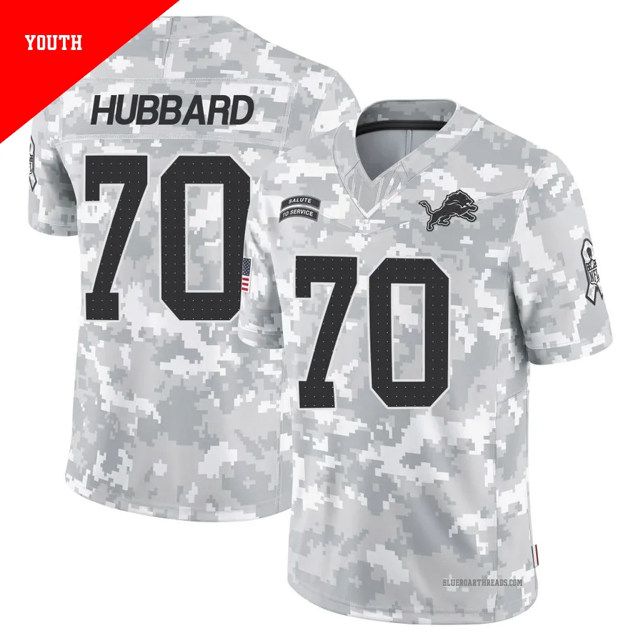 Youth Chris Hubbard ＃70 Detroit Lions Arctic Camo Limited 2024 Salute to Service Jersey