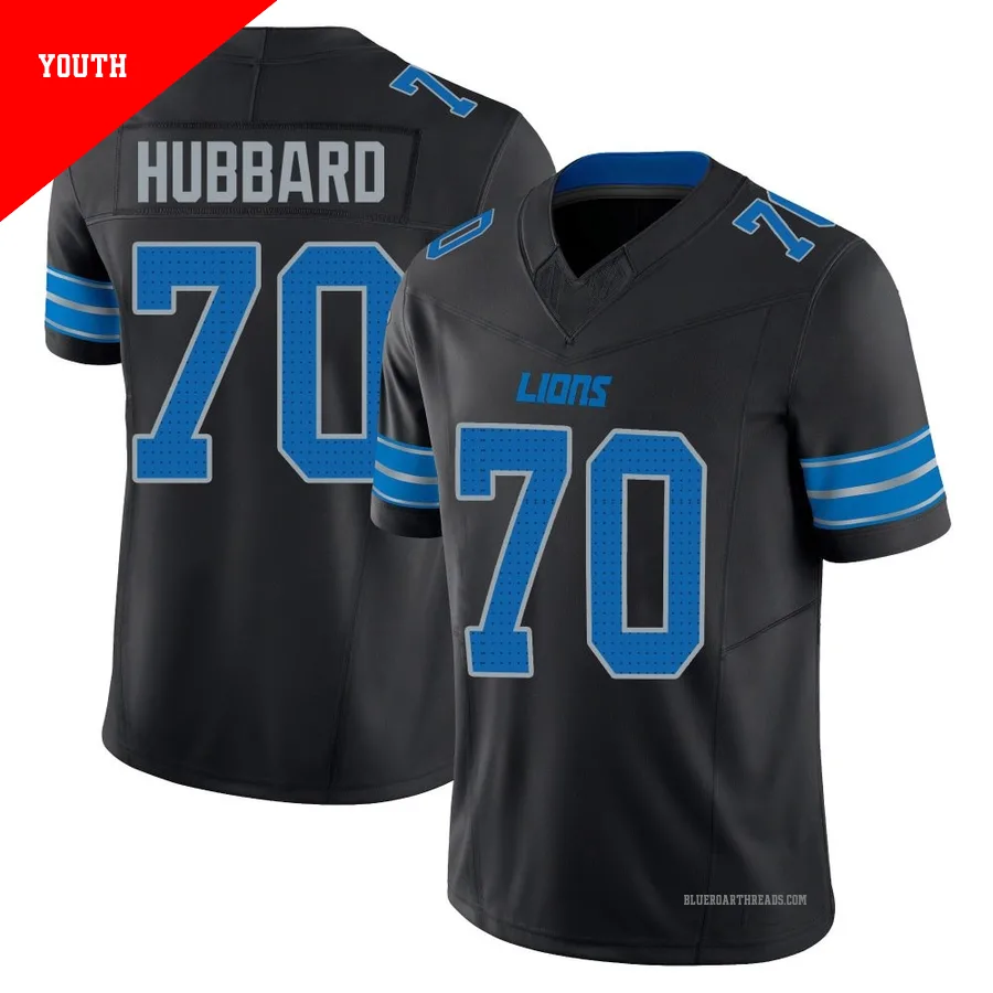 Youth Chris Hubbard ＃70 Detroit Lions Black Limited Alternate Vapor F.U.S.E. 2nd Jersey