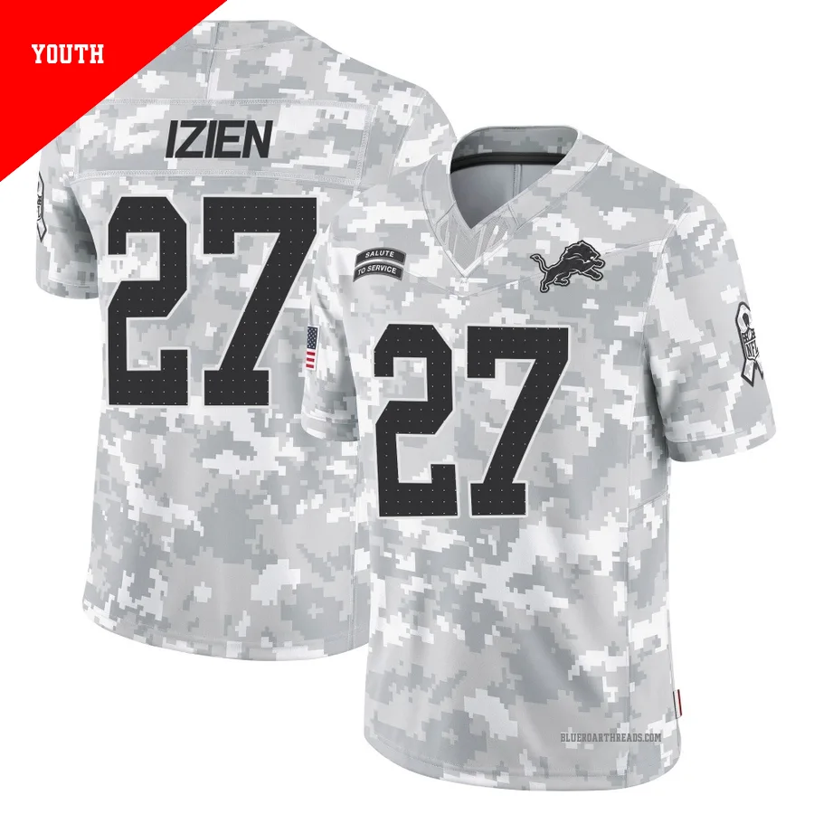 Youth Christian Izien ＃27 Detroit Lions Arctic Camo Limited 2024 Salute to Service Jersey
