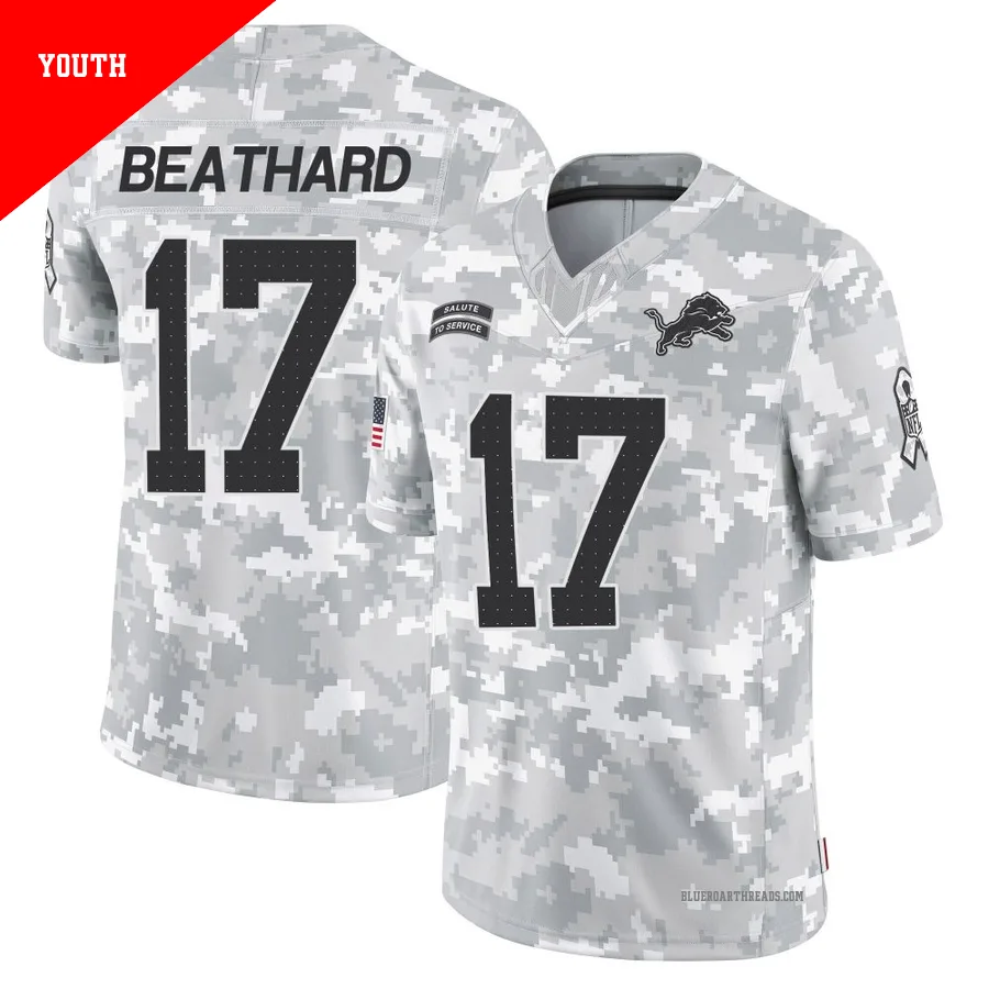 Youth C.J. Beathard ＃17 Detroit Lions Arctic Camo Limited 2024 Salute to Service Jersey
