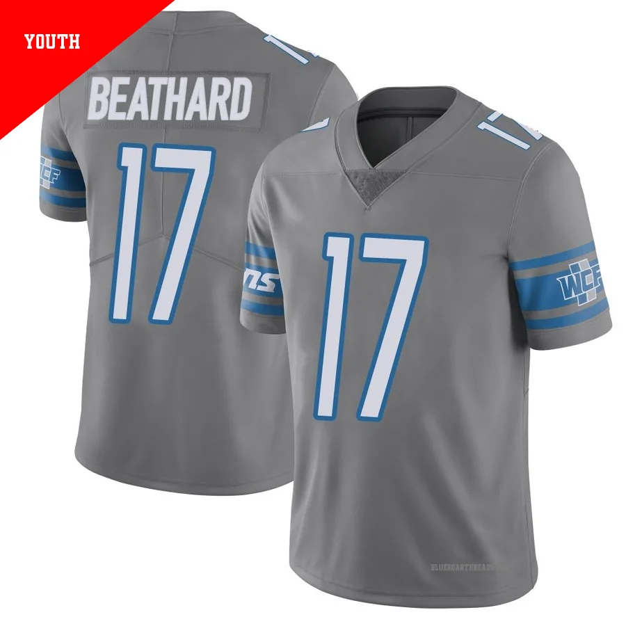 Youth C.J. Beathard ＃17 Detroit Lions Limited Color Rush Steel Vapor Untouchable Jersey