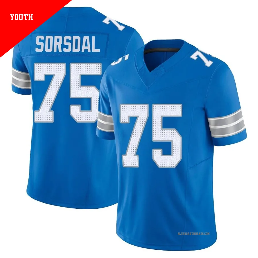 Youth Colby Sorsdal ＃75 Detroit Lions Blue Limited Vapor F.U.S.E. 2nd Jersey