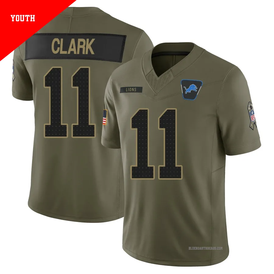 Youth Damone Clark ＃11 Detroit Lions Olive Limited 2025 Salute to Service Jersey