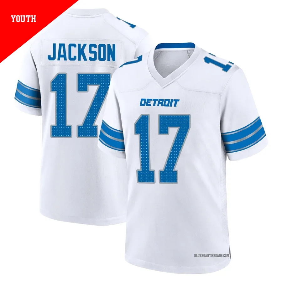 Youth Dan Jackson ＃17 Detroit Lions White Game 2nd Jersey