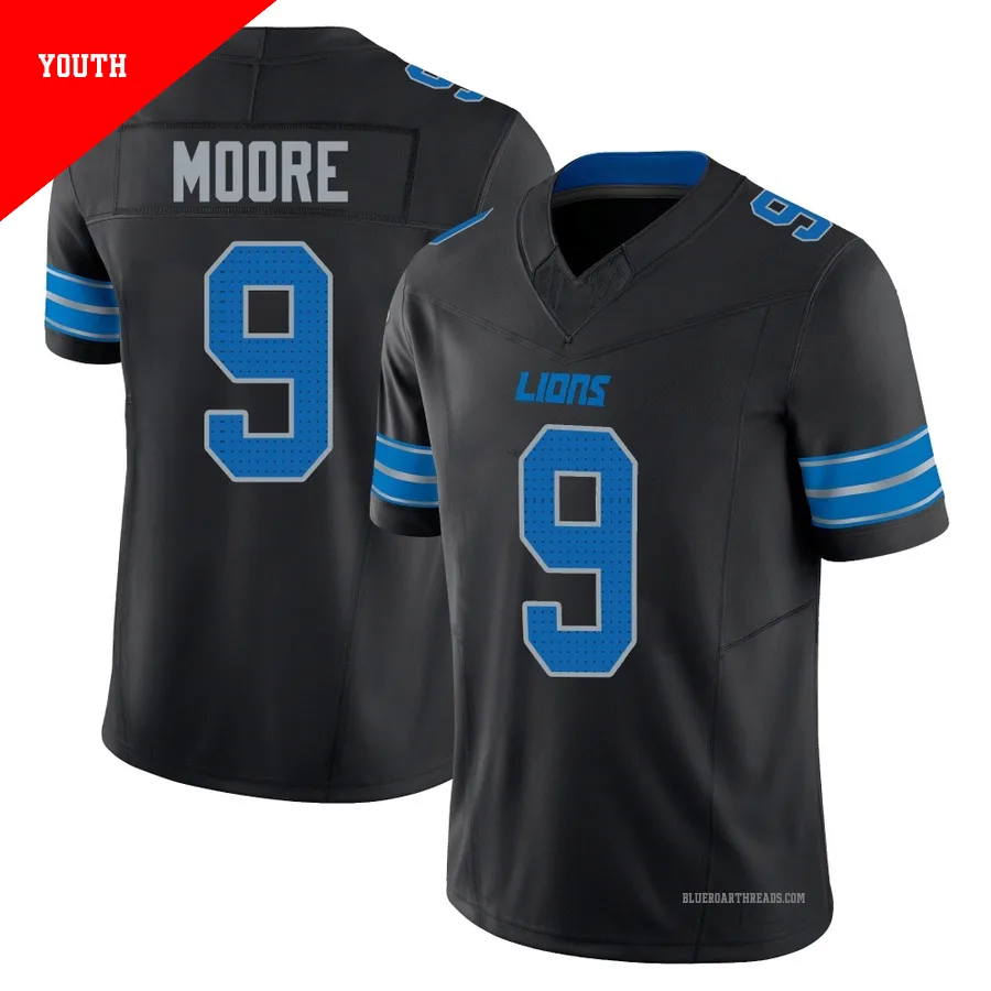 Youth Derrick Moore ＃9 Detroit Lions Black Limited Alternate Vapor F.U.S.E. 2nd Jersey