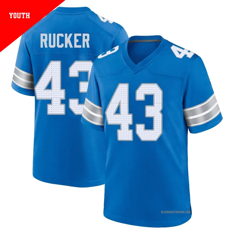 Youth De'Shawn Rucker ＃43 Detroit Lions Blue Game 2nd Jersey
