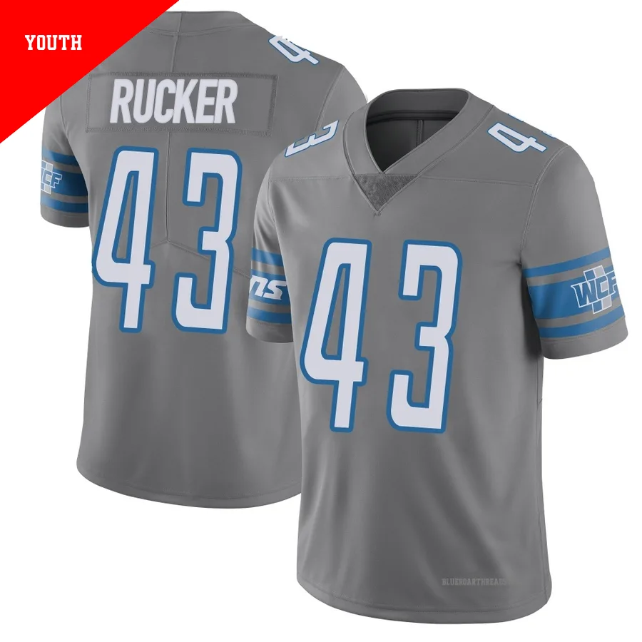 Youth De'Shawn Rucker ＃43 Detroit Lions Limited Color Rush Steel Vapor Untouchable Jersey