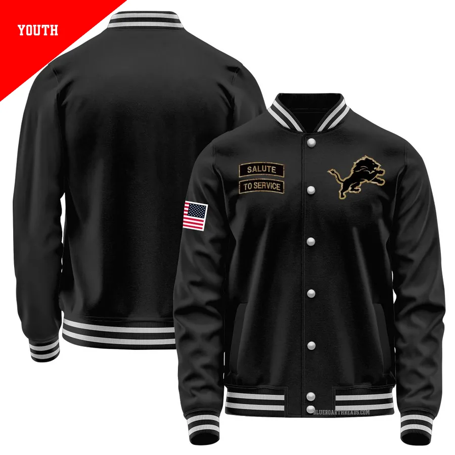 Youth Detroit Lions Black Salute to Service Sideline Performance Jacket