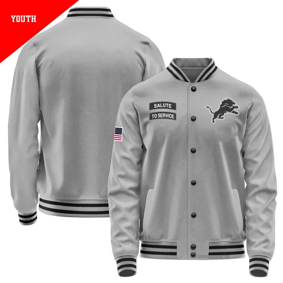 Youth Detroit Lions Gray Salute to Service Performance Jacket